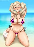 1girl animal_print beach bikini blue_eyes blush breasts clothing cognitive_ann deareditor eye_contact female female_only high_resolution large_breasts leopard_print leopard_print_bikini leopard_print_swimsuit looking_at_viewer persona persona_5 print_bikini print_swimsuit smile solo swimsuit takamaki_anne thick_thighs thighs tied_hair twintails // 1242x1726 // 206.2KB