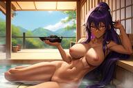 ai_generated big_breasts bleach dark_skin looking_at_viewer nude purple_hair shihouin_yoruichi very_long_hair // 1320x880 // 167.4KB