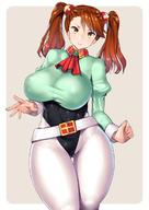 belt breasts brown_eyes brown_hair curvaceous gundam gundam_build_fighters gundam_build_fighters_try large_breasts long_hair looking_at_viewer nagase_haruhito pants sazaki_kaoruko shirt thick_thighs thighs tied_hair twintails // 880x1243 // 125.4KB
